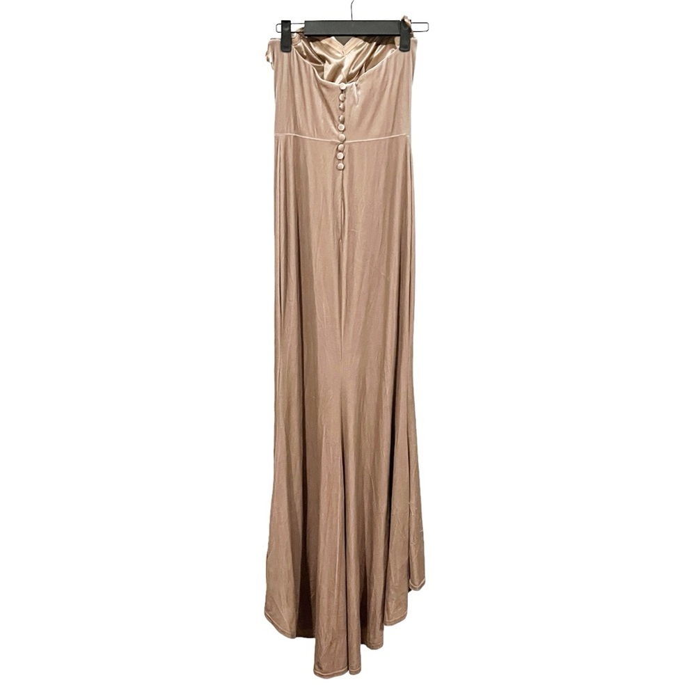 Revelry Quinn Velvet Formal Maxi Dress 2 Petite Champagne Tan Long Gown - Picture 4 of 6
